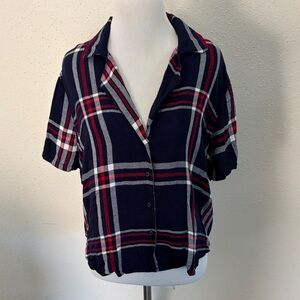 Rails Navy and Red Plaid Button Down Shirt